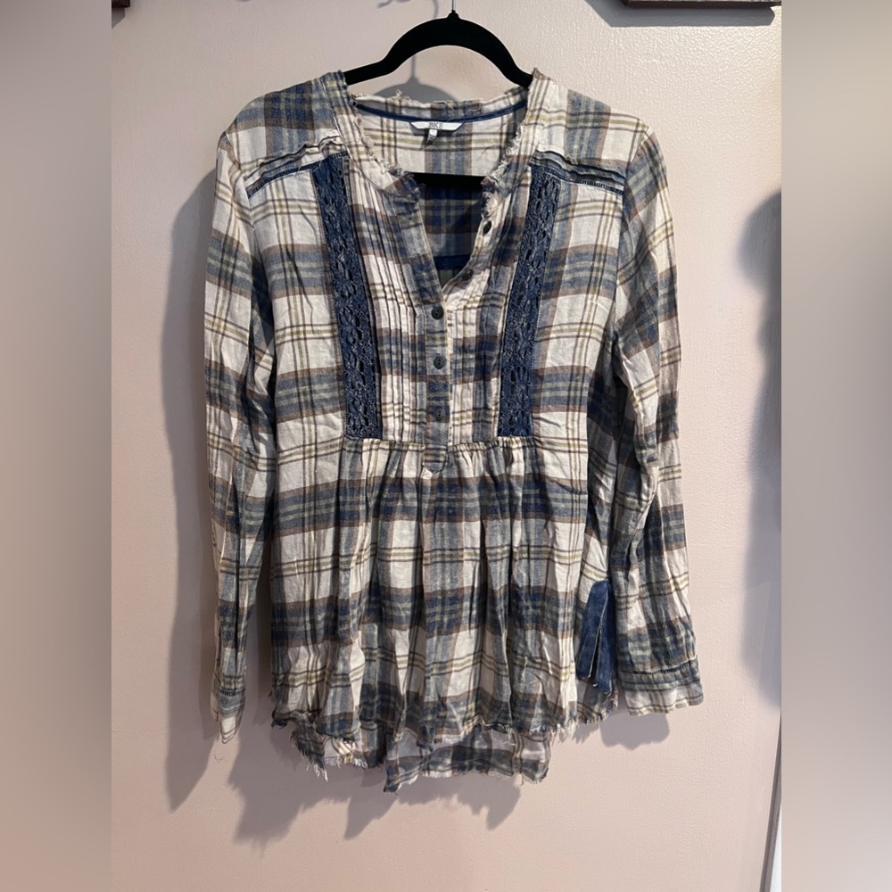 BKE Flannel Babydoll Top